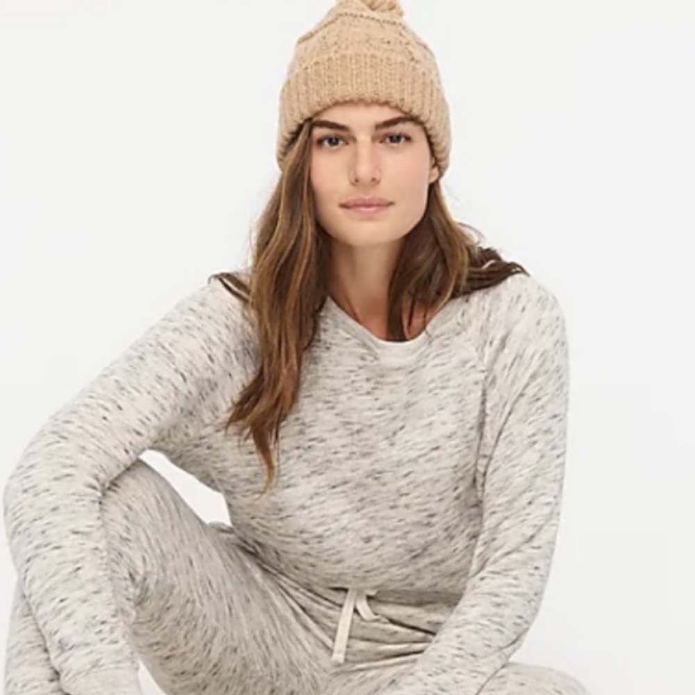 J. Crew Heathered Light Gray Track Joggers & Top Set